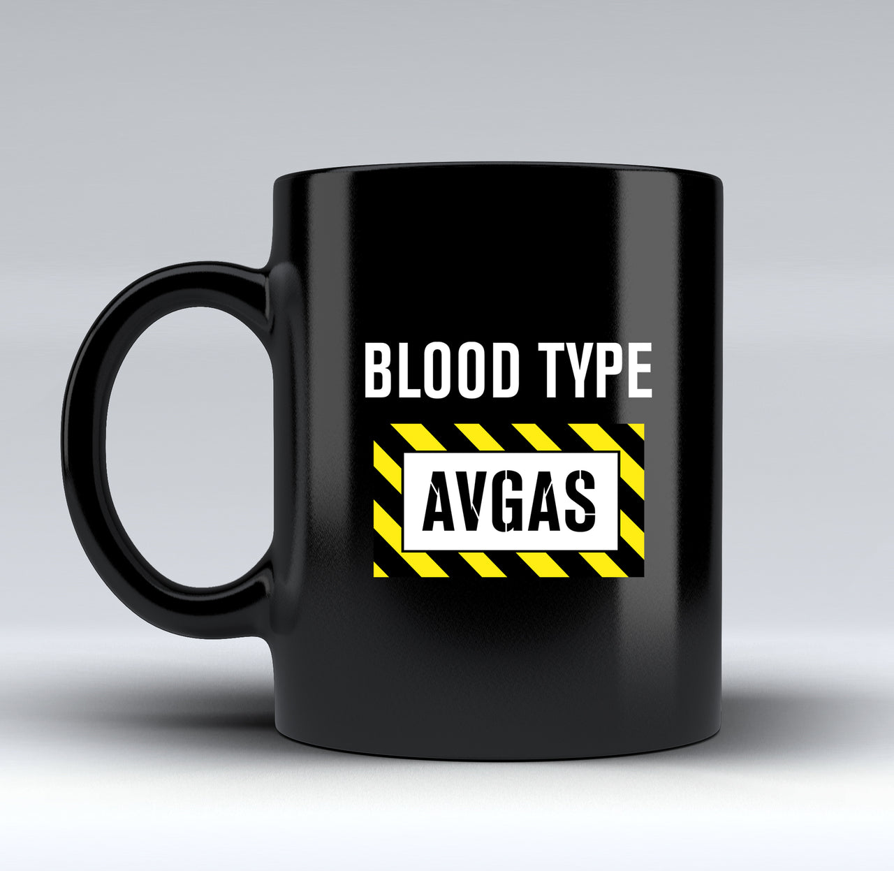 Blood Type AVGAS Designed Black Mugs