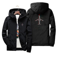 Thumbnail for Airplane Shape Aviation Alphabet Designed Thin Windbreaker Jackets
