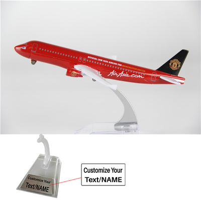 Air Asia Airbus A320 (Manchester United Livery) Airplane Model (16CM) aviation themed 16-18cm scale model aircraft, diecast model.