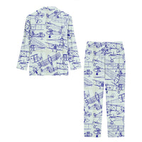 Thumbnail for Amazing Drawings of Old Aircrafts Designed Women Button Pajamas