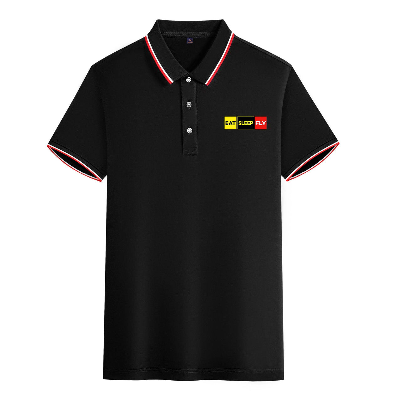 Eat Sleep Fly (Colourful) Designed Stylish Polo T-Shirts