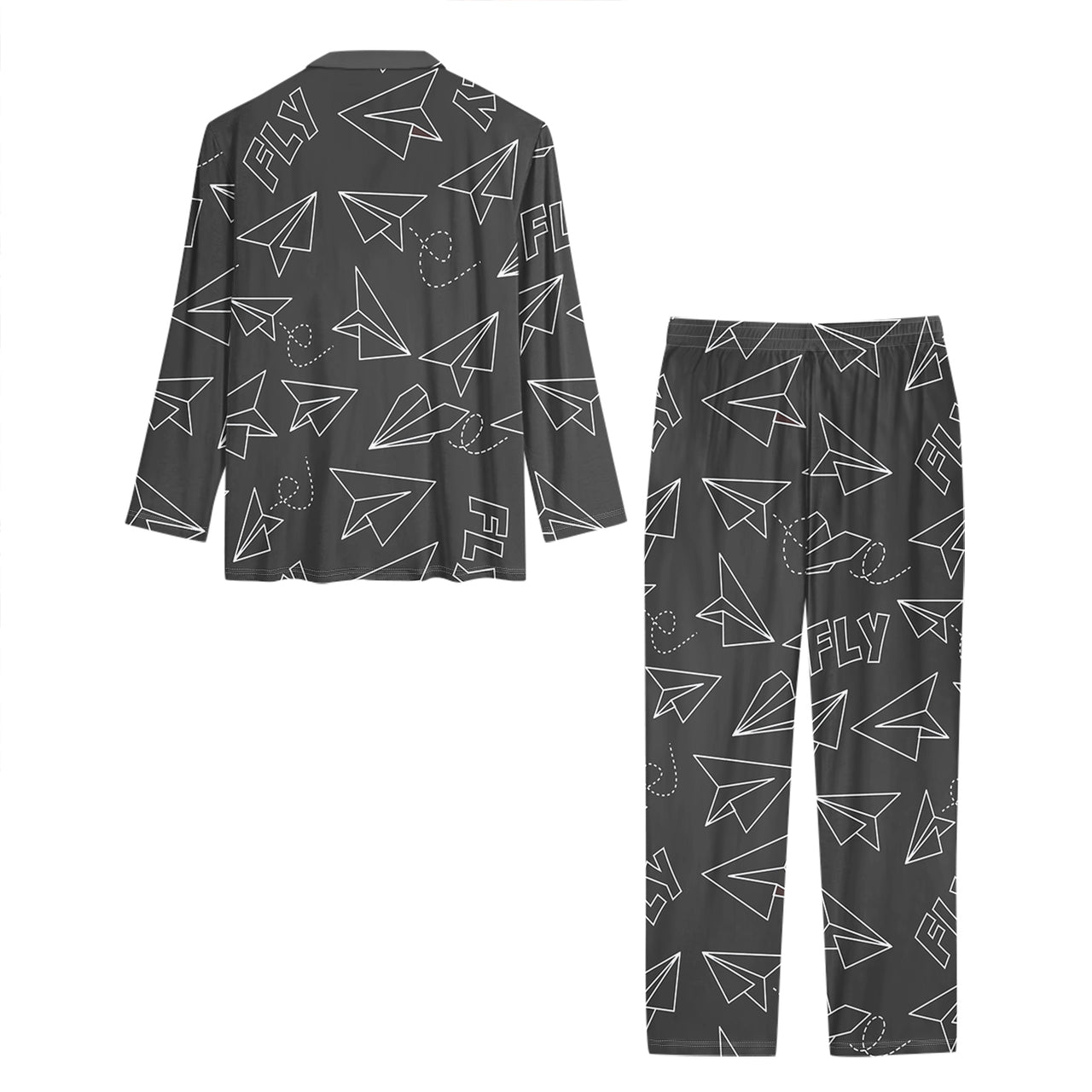 Paper Airplane & Fly (Gray) Designed Women Button Pajamas