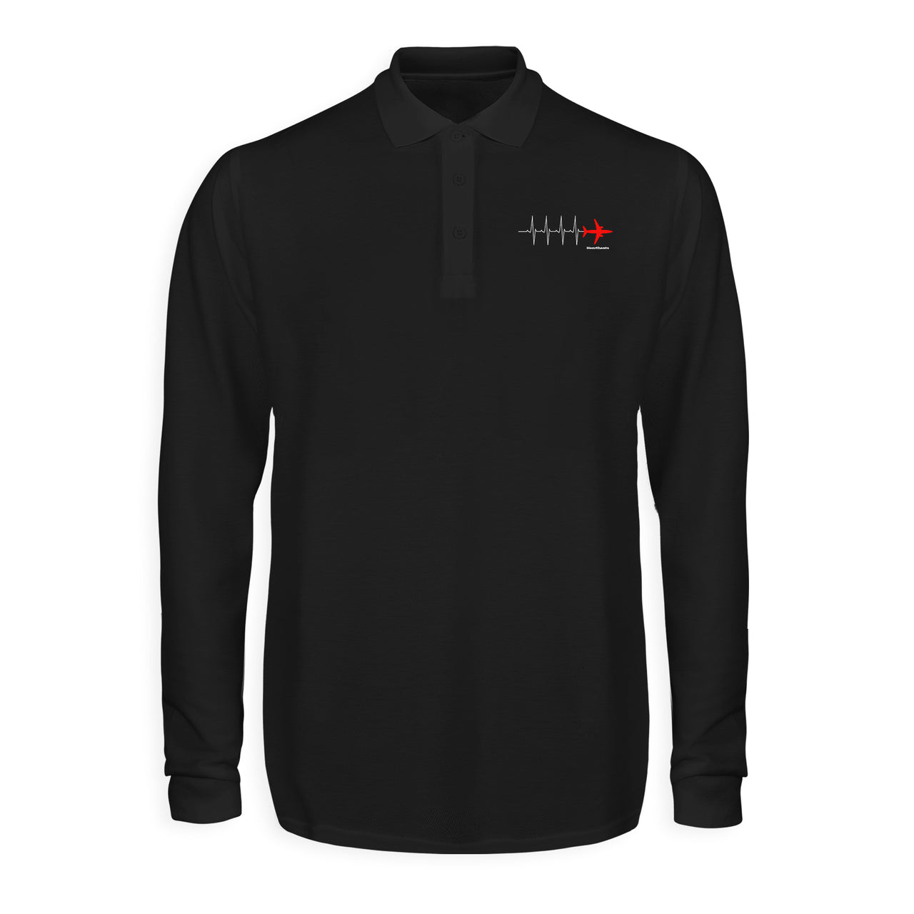 Aviation Heartbeats Designed Long Sleeve Polo T-Shirts