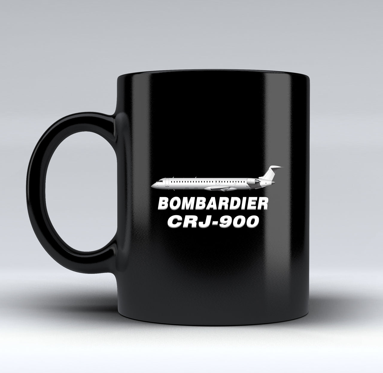 Bombardier CRJ-900 Designed Black Mugs