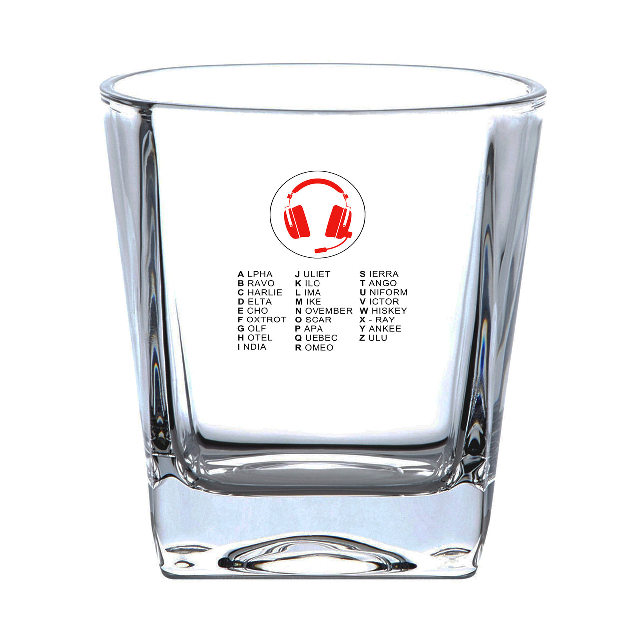 Aviation Alphabet 3 Designed Whiskey Glass