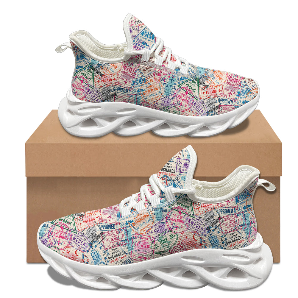 Passport Stamps Designed Sports Running Jogging Shoes
