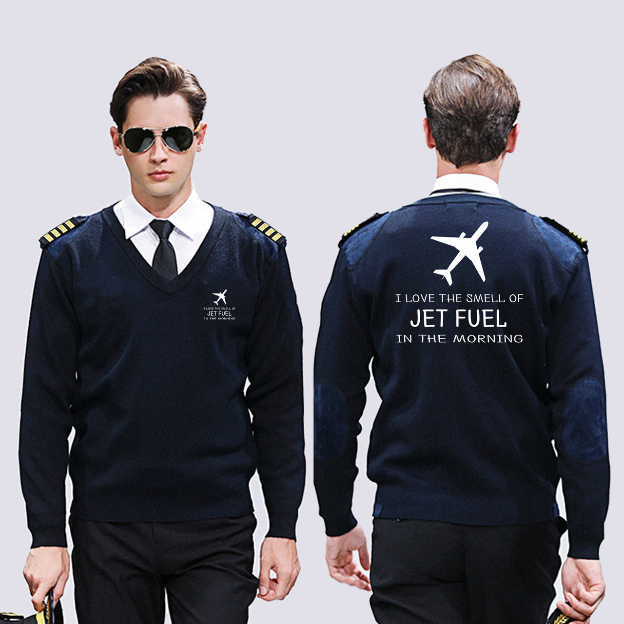 I Love The Smell Of Jet Fuel In The Morning Designed Wool Pilot Sweaters