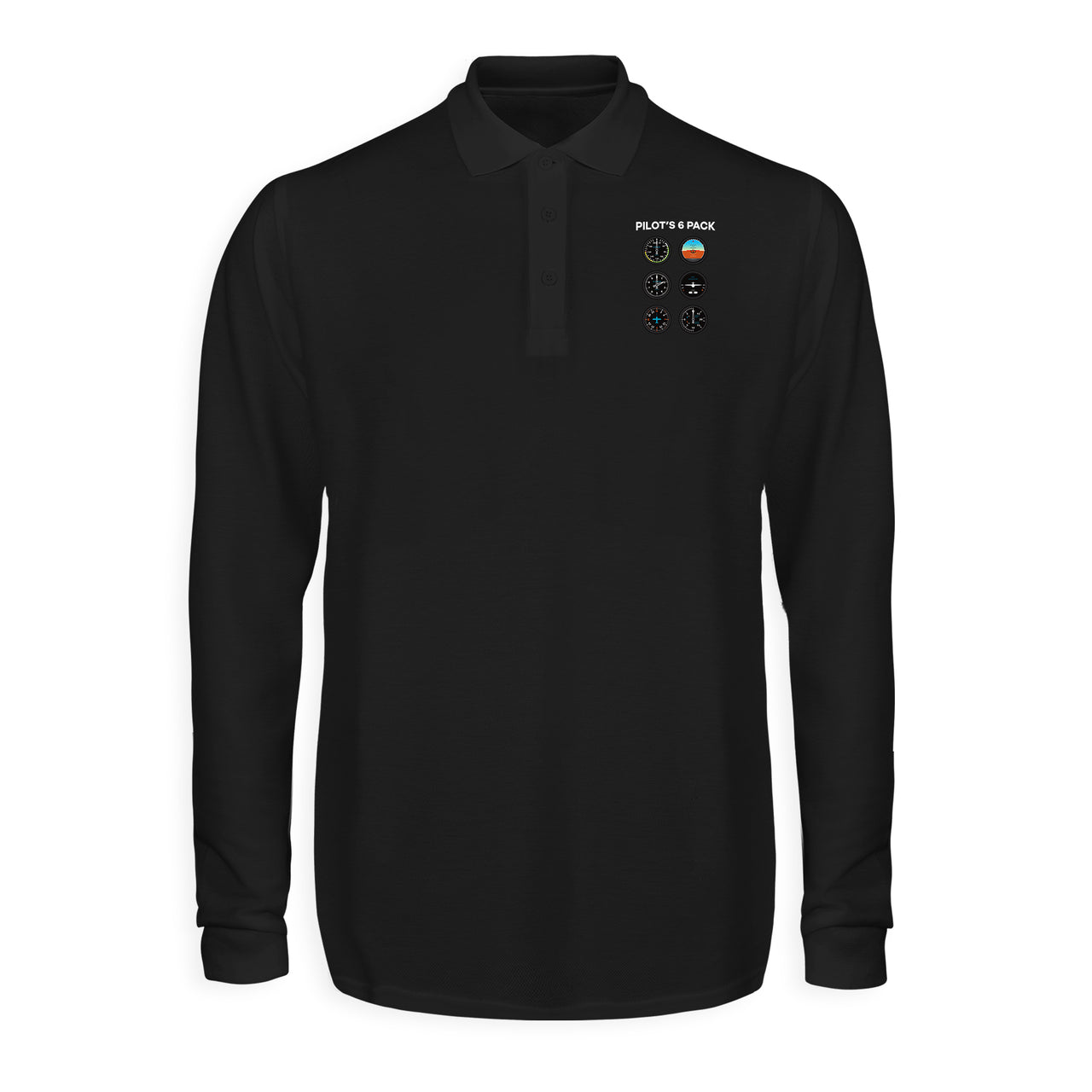 Pilot's 6 Pack Designed Long Sleeve Polo T-Shirts
