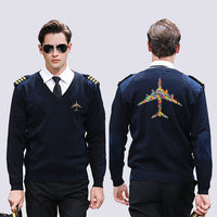 Thumbnail for Colourful Airplane Designed Wool Pilot Sweaters