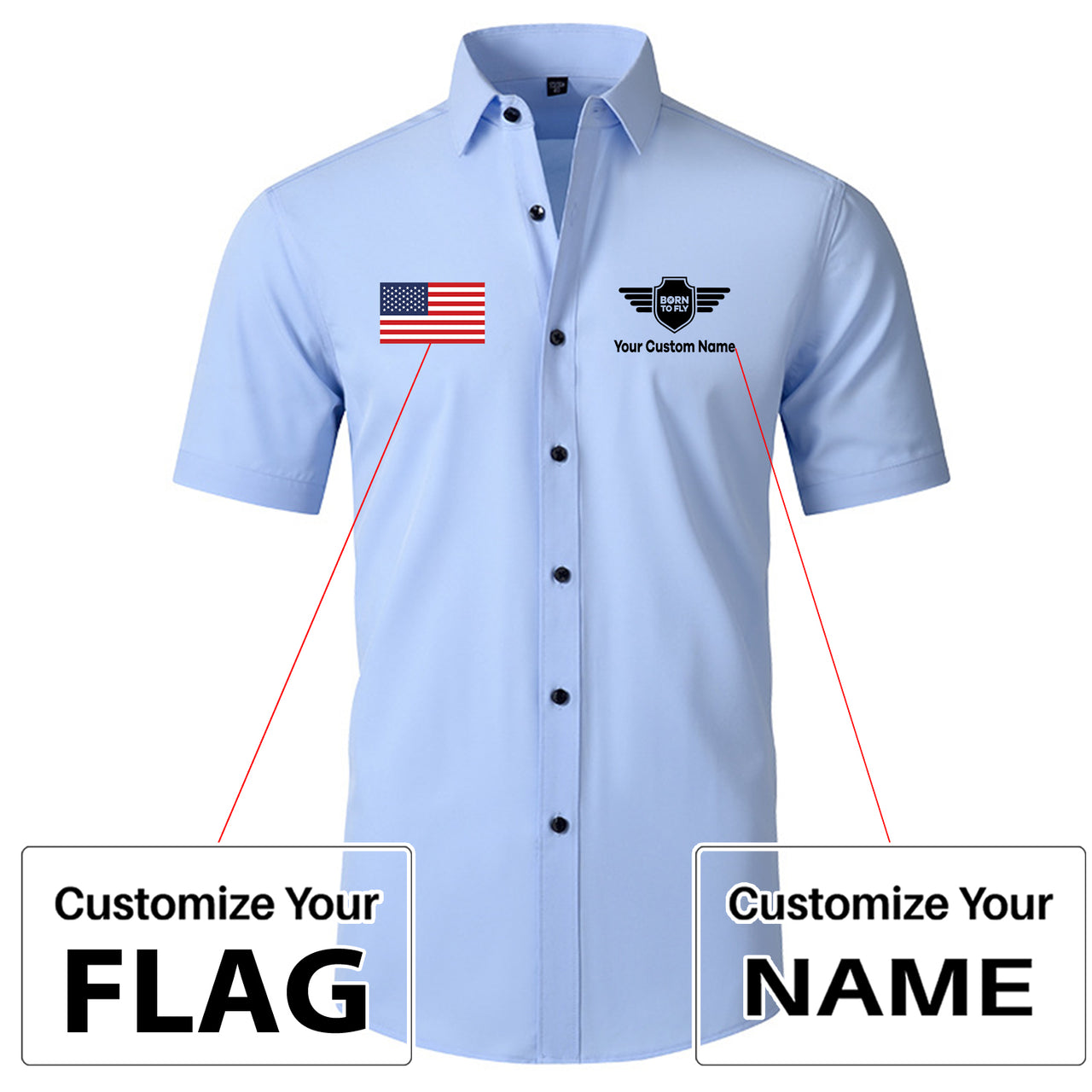 Custom Flag & Name with Badge 5 Design Super Quality Short Sleeve Shirts