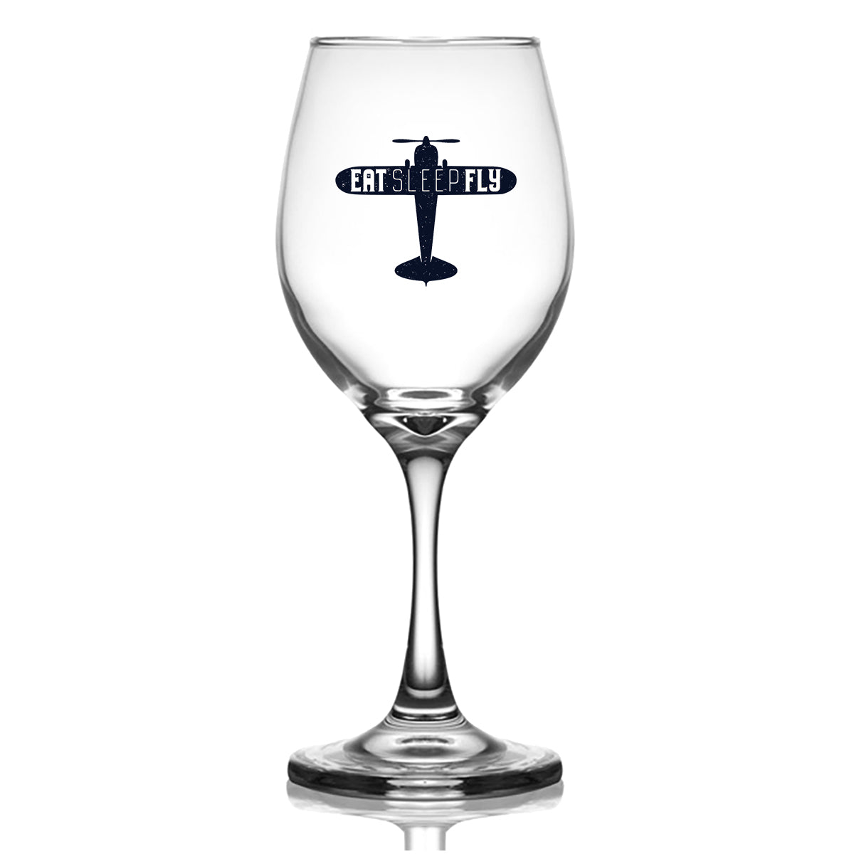 Eat Sleep Fly & Propeller Designed Wine Glasses