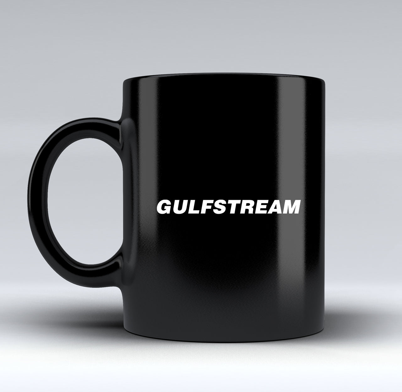 Gulfstream & Text Designed Black Mugs
