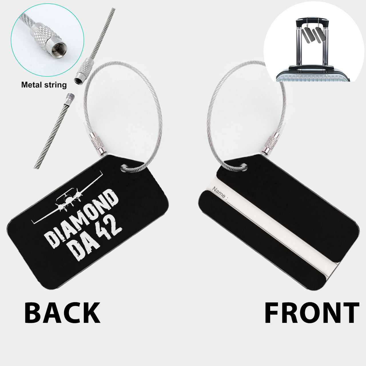 Diamond DA42 & Plane Designed Fashion Metal Luggage Tags