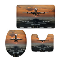 Thumbnail for Aircraft Departing from RW30 Designed Toilet Seat Cover Three-piece Set
