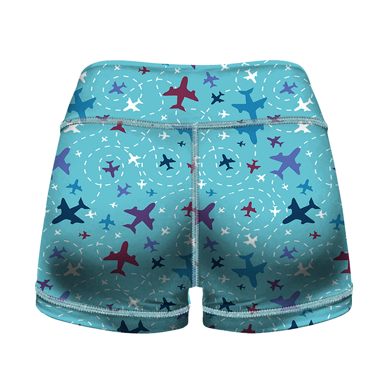 Love of Travel with Aircraft Designed Women Yoga Shorts Pants