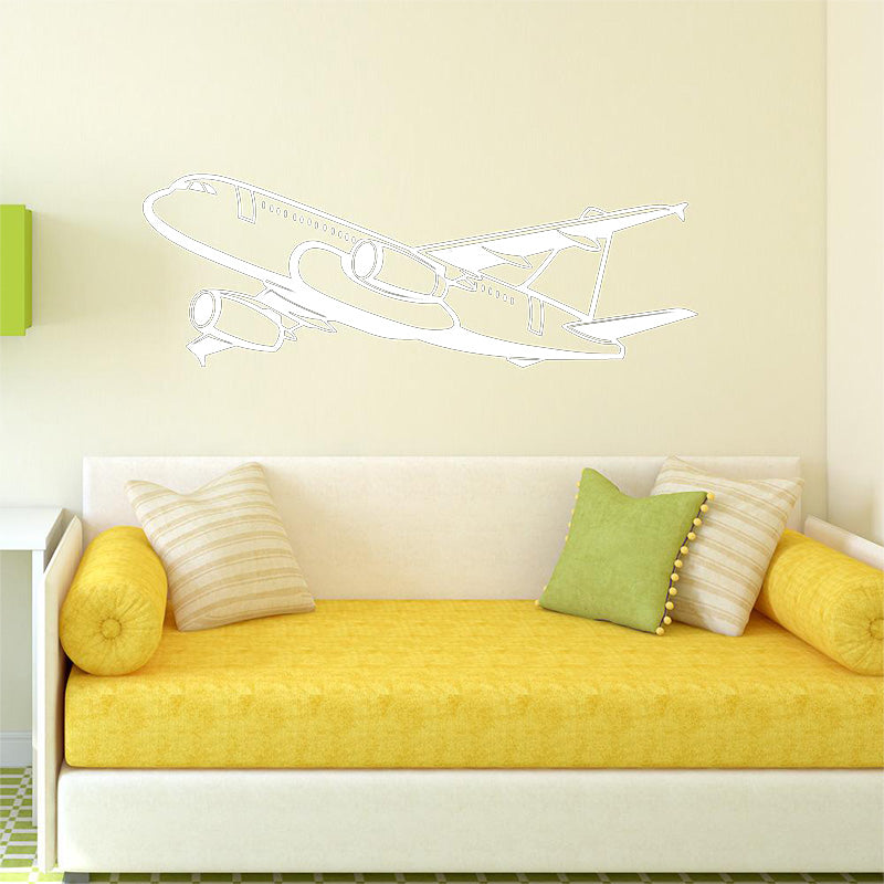 Amazing Silhouette of Airbus A320 Designed Wall Sticker