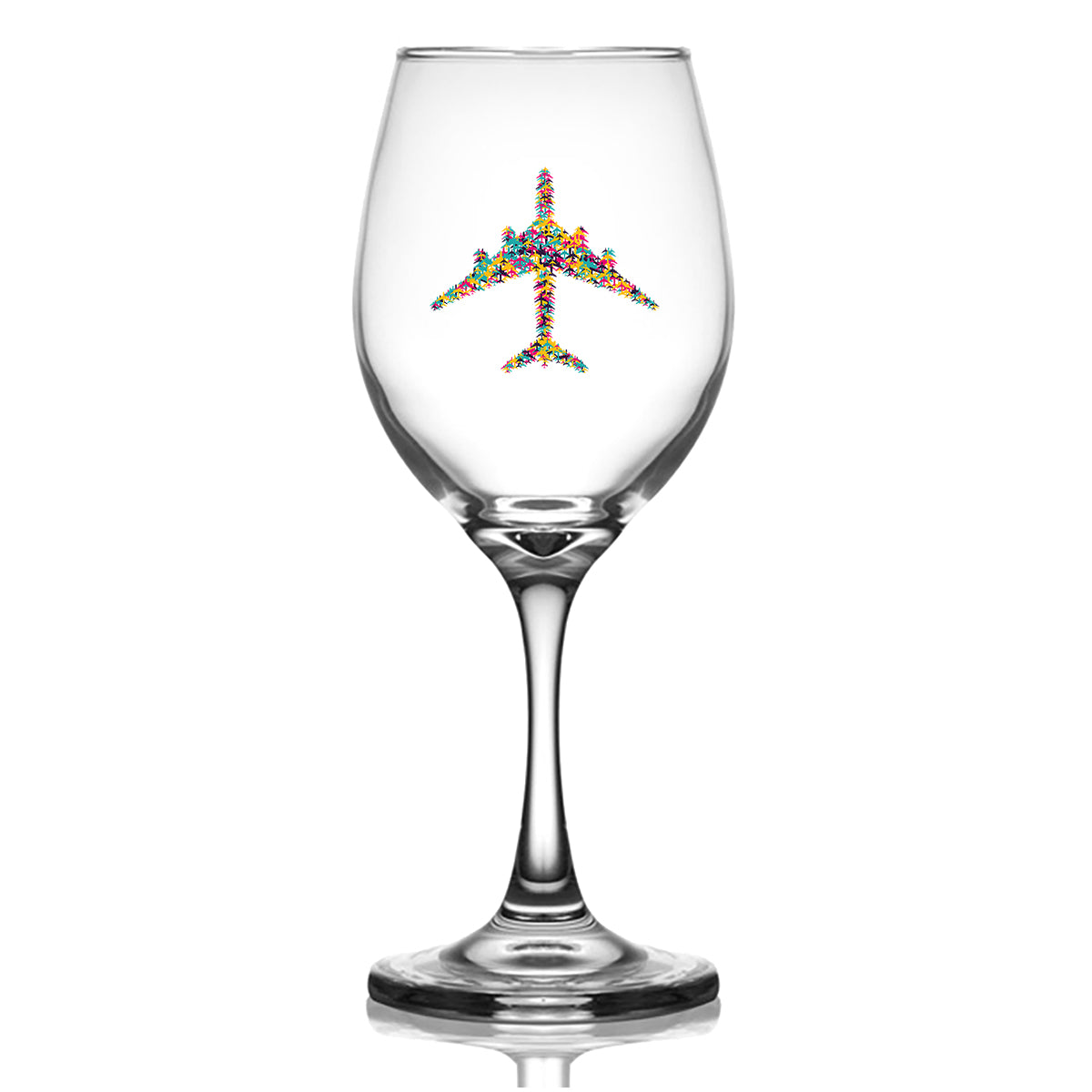 Colourful Airplane Designed Wine Glasses