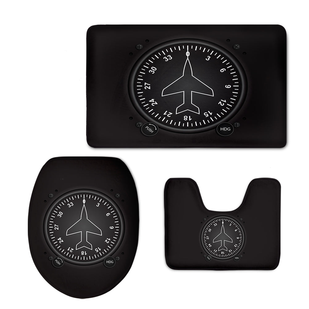 Airplane Instruments-Heading Designed Toilet Seat Cover Three-piece Set