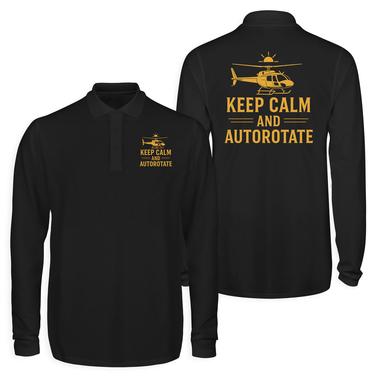 Keep Calm and Autorotate Designed Long Sleeve Polo T-Shirts (Double-Side)