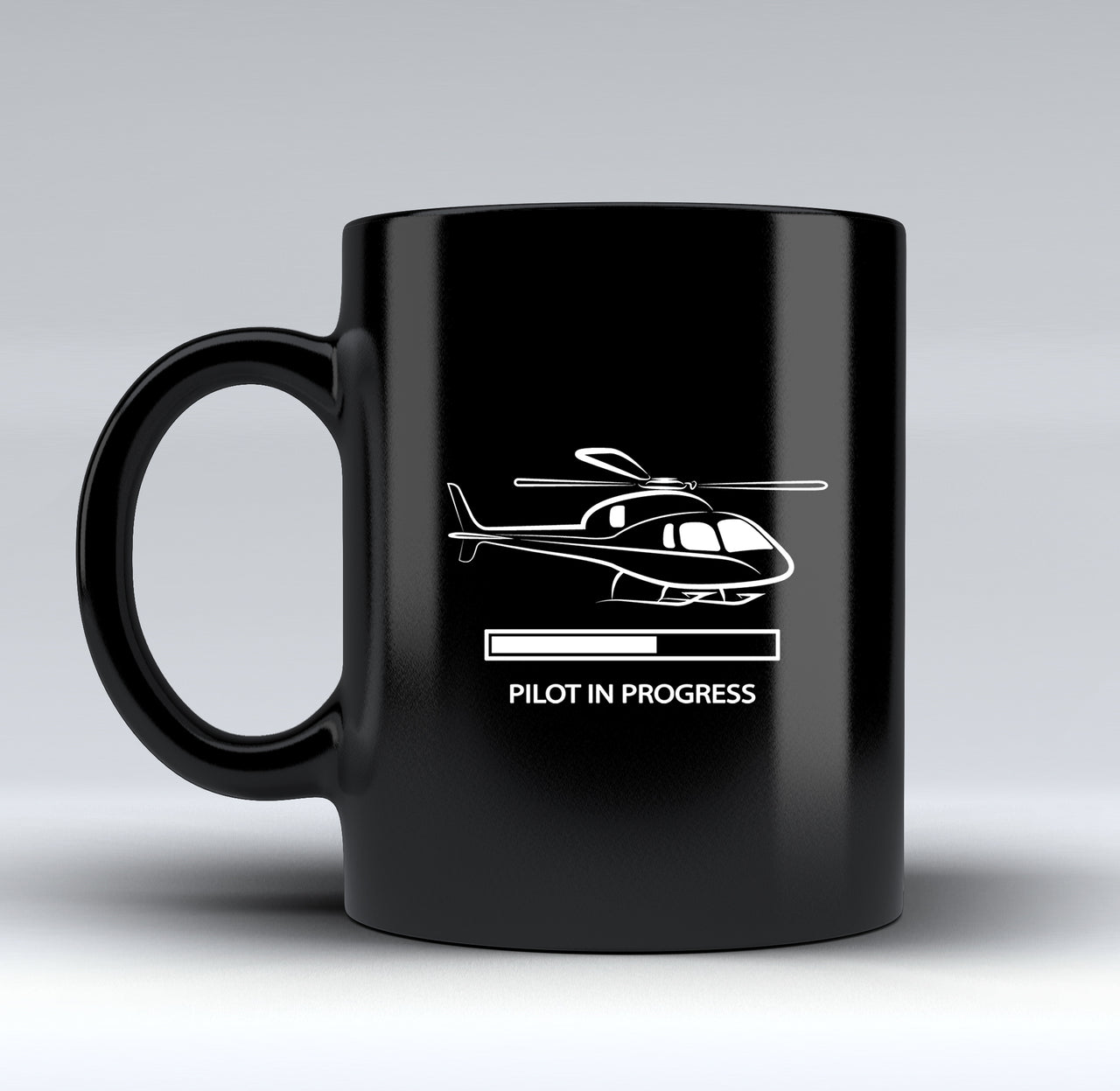 Pilot In Progress (Helicopter) Designed Black Mugs