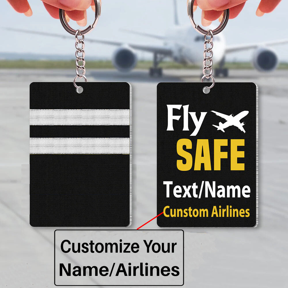 Pilot Epaulette (Silver) & Fly SAFE Uniform Acrylic Keychain