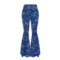 Thumbnail for Paper Airplane & Fly (Blue) Designed Women Yoga Flared Pants