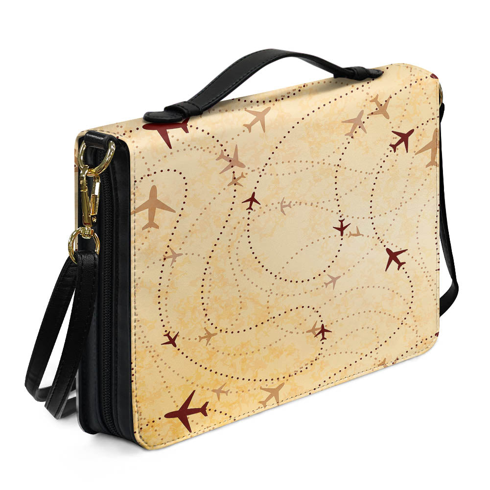 Vintage Travelling with Aircraft Designed PU Accessories Bags Strap Style