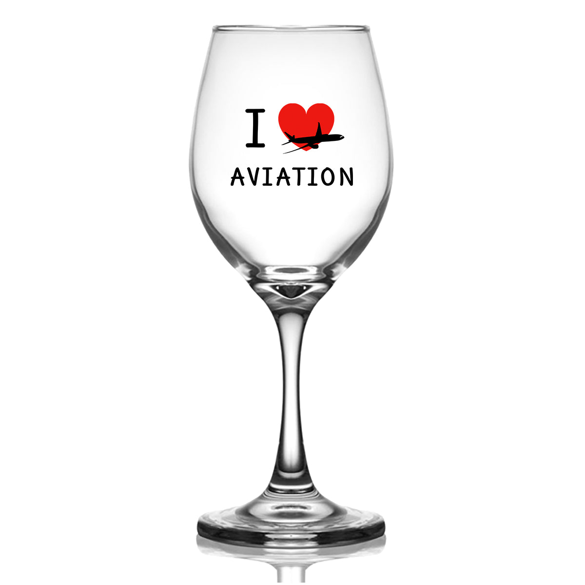 I Love Aviation Designed Wine Glasses