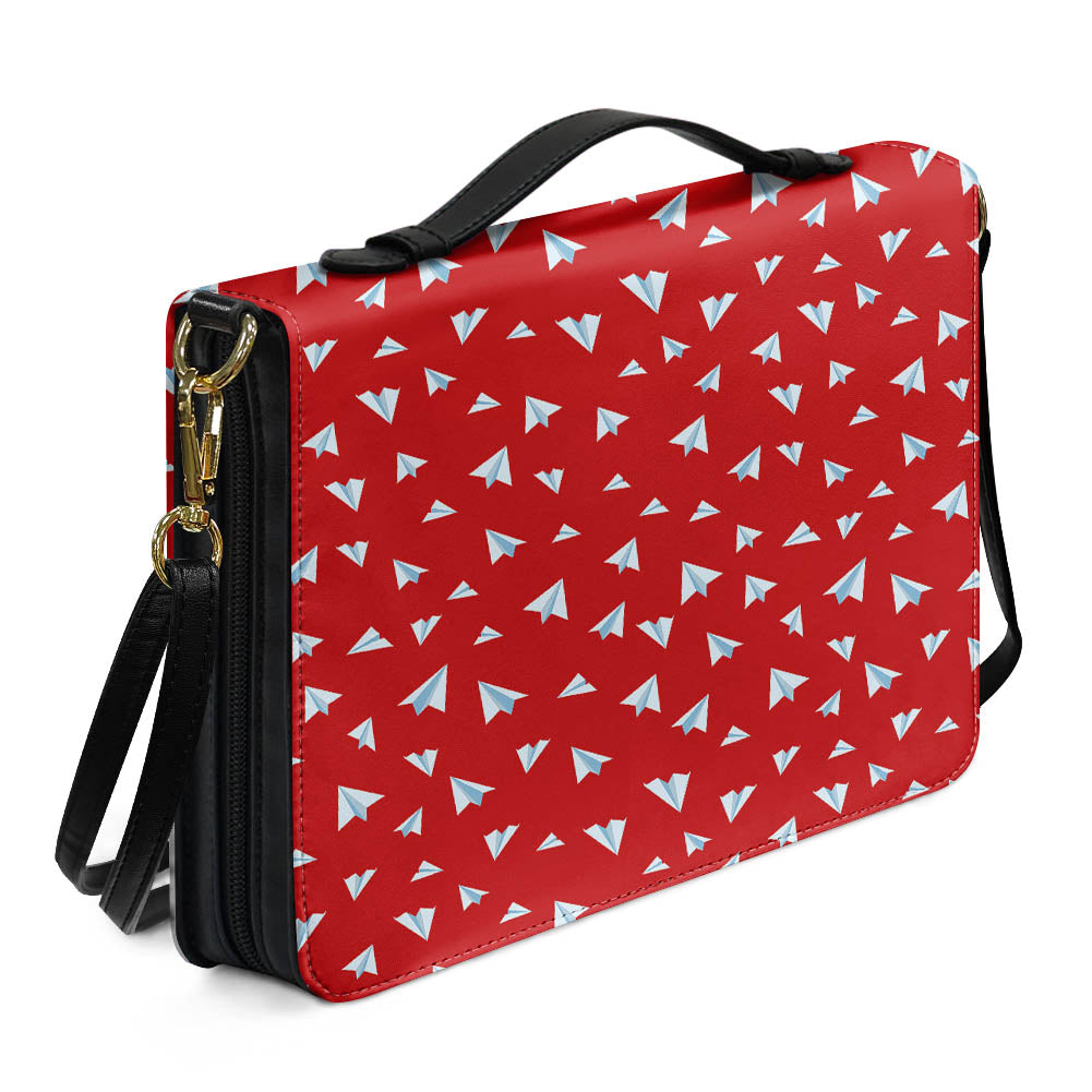 Paper Airplanes (Red) 2 Designed PU Accessories Bags Strap Style