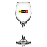 Thumbnail for Eat Sleep Fly (Colourful) Designed Wine Glasses