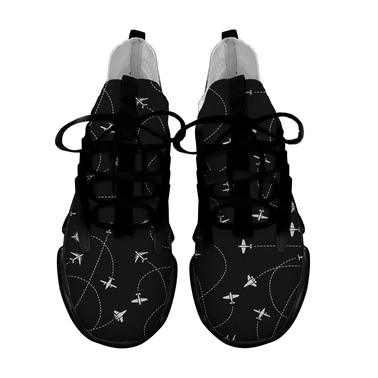 Travel The World By Plane (Black) Designed Fashion Running Shoes