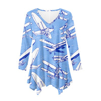 Thumbnail for Retro & Vintage Airplanes 2 Designed Women Lrregular V-neck Skirts