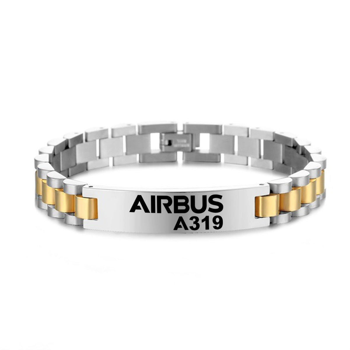 Airbus A319 & Text Designed Stainless Steel Chain Bracelets