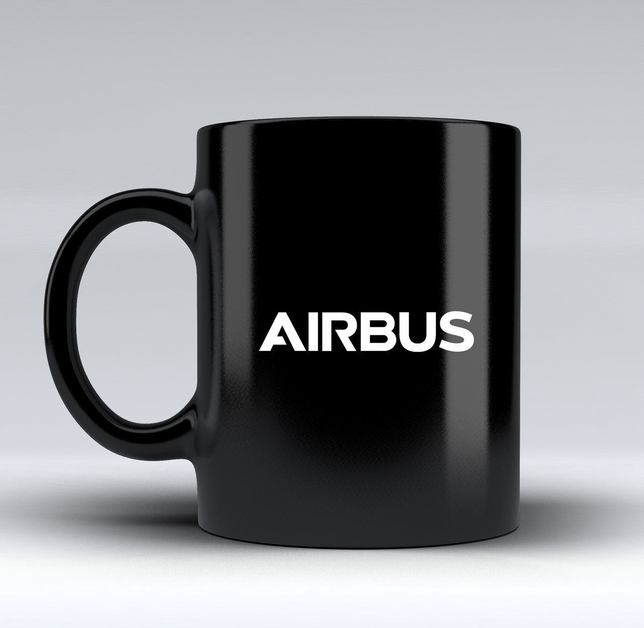 Airbus & Text Designed Black Mugs