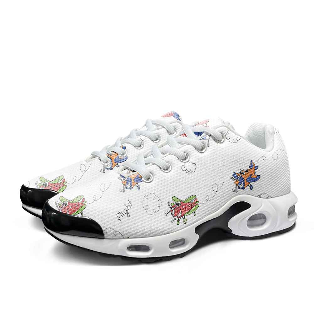 Colorful Cartoon Planes Designed Air Cushion Running Shoes