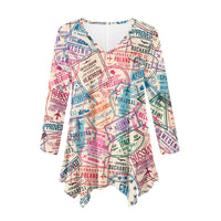 Thumbnail for Passport Stamps 2 Designed Women Lrregular V-neck Skirts