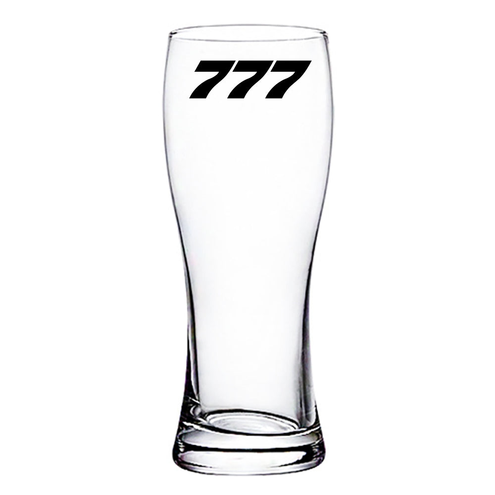 777 Flat Text Designed Pilsner Beer Glasses