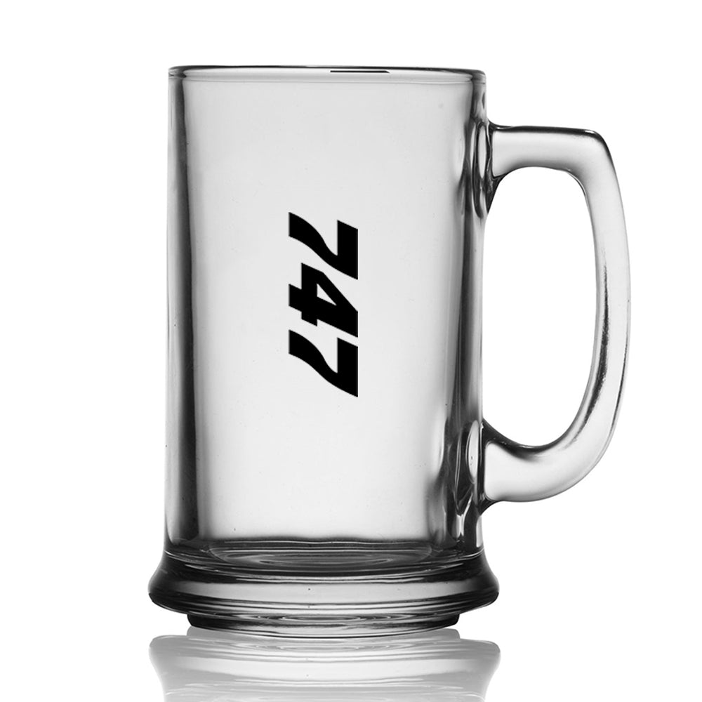Boeing 747 Text Designed Beer Glass with Holder