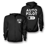 Thumbnail for Auto Pilot ON Designed Zipped Hoodies