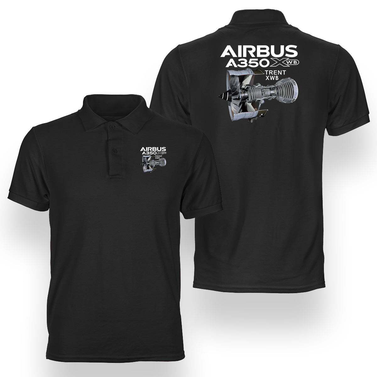Airbus A350 & Trent Wxb Engine Designed Double Side Polo T-Shirts