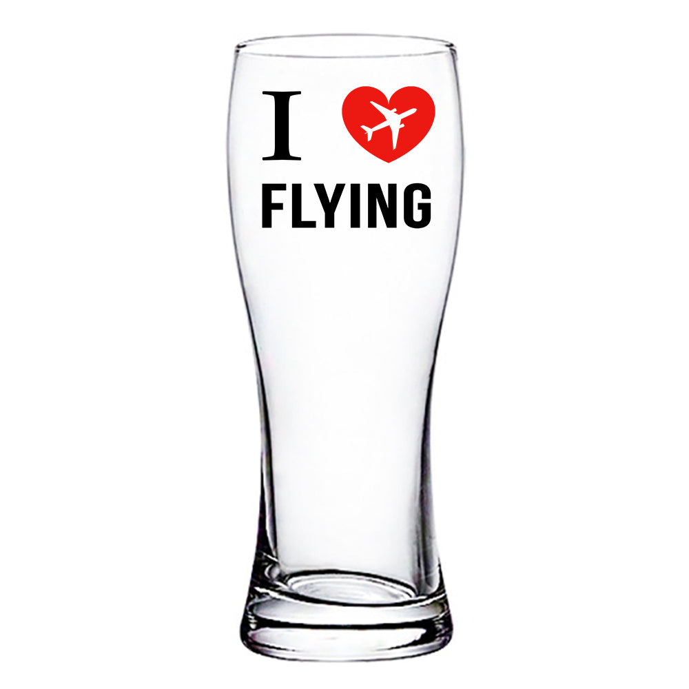 I Love Flying Designed Pilsner Beer Glasses