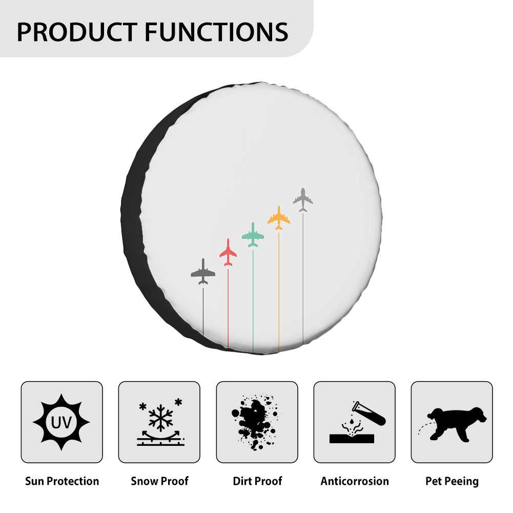 Black & White Super Travel Icons Light Gray 2 Designed Tire Cover Cases