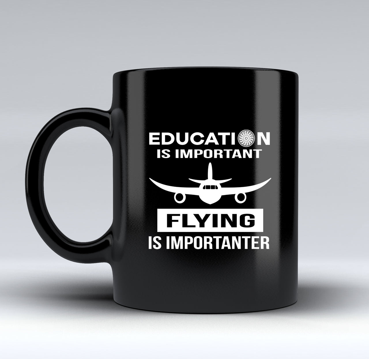 Flying is Importanter Designed Black Mugs