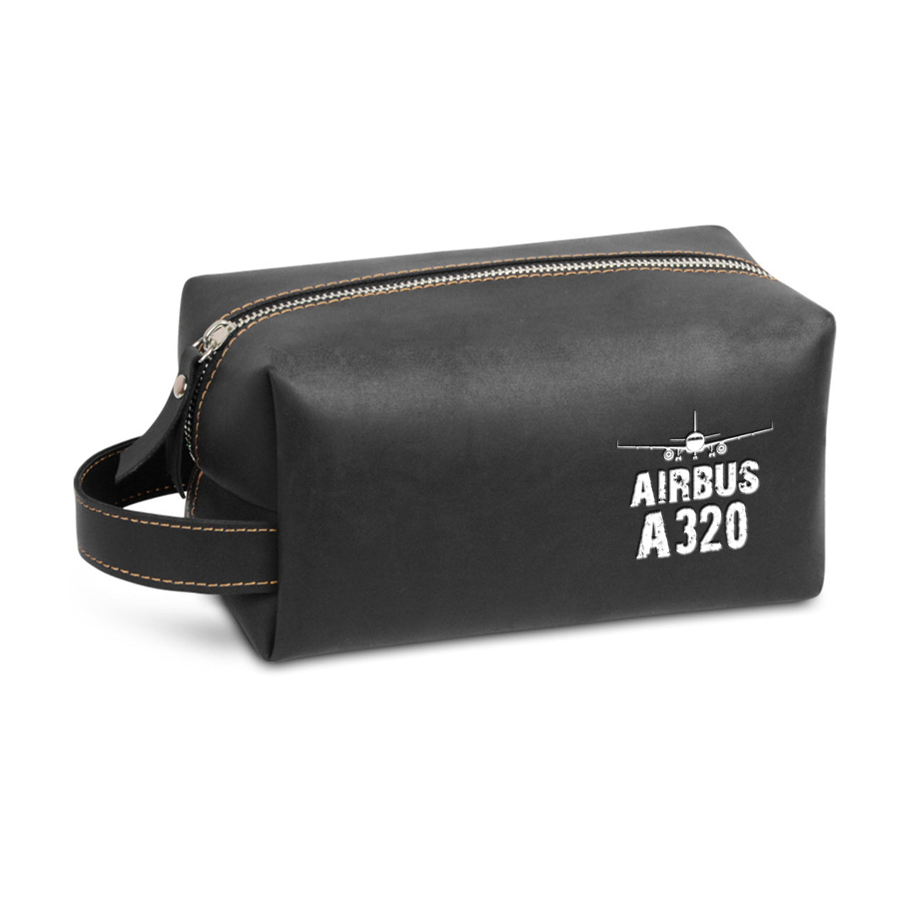 Airbus A320 & Plane Designed Leather Clutch Toiletry Bag