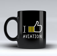 Thumbnail for I Like Aviation Designed Black Mugs
