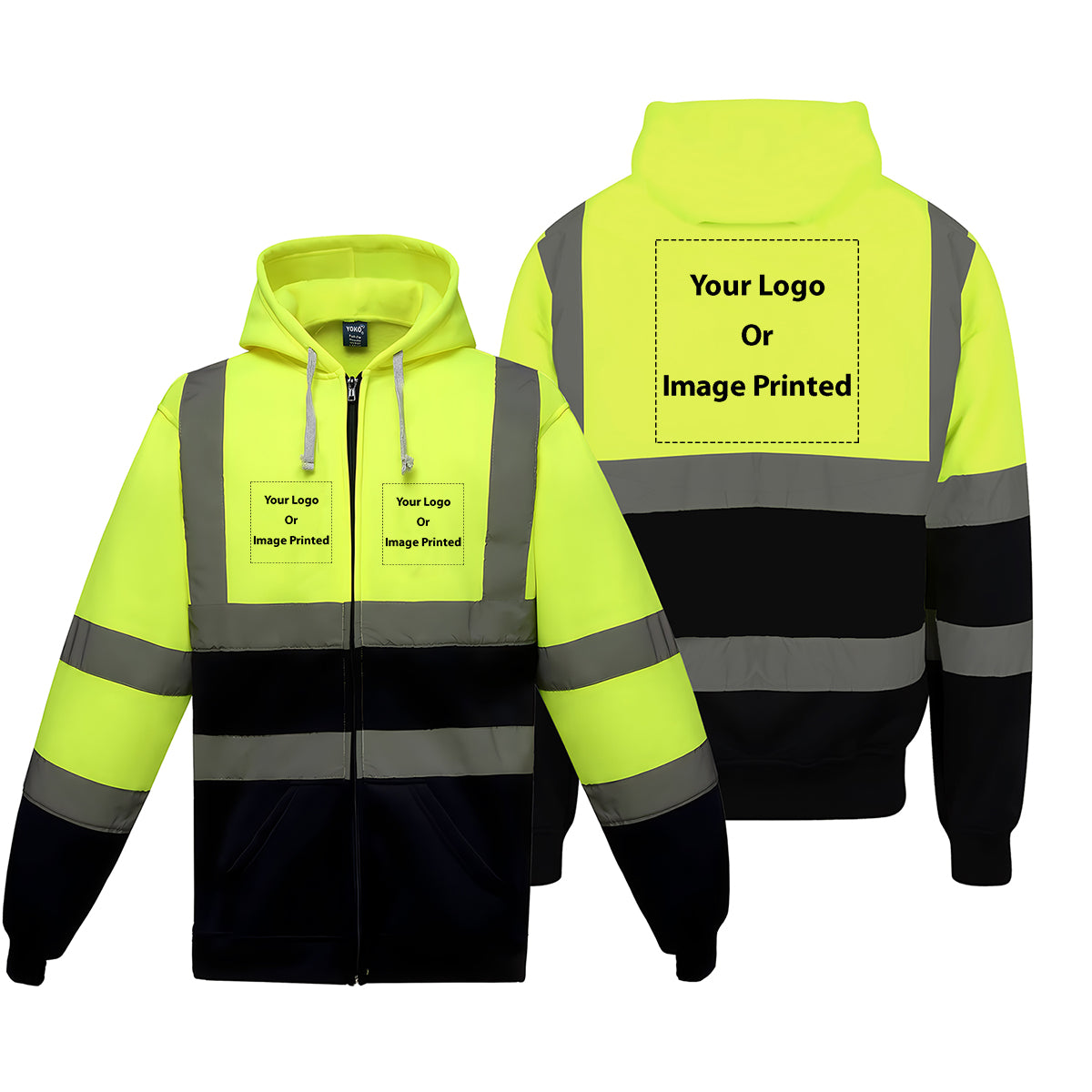 CUSTOM (THREE) Logos Designed Reflective Zipped Hoodies