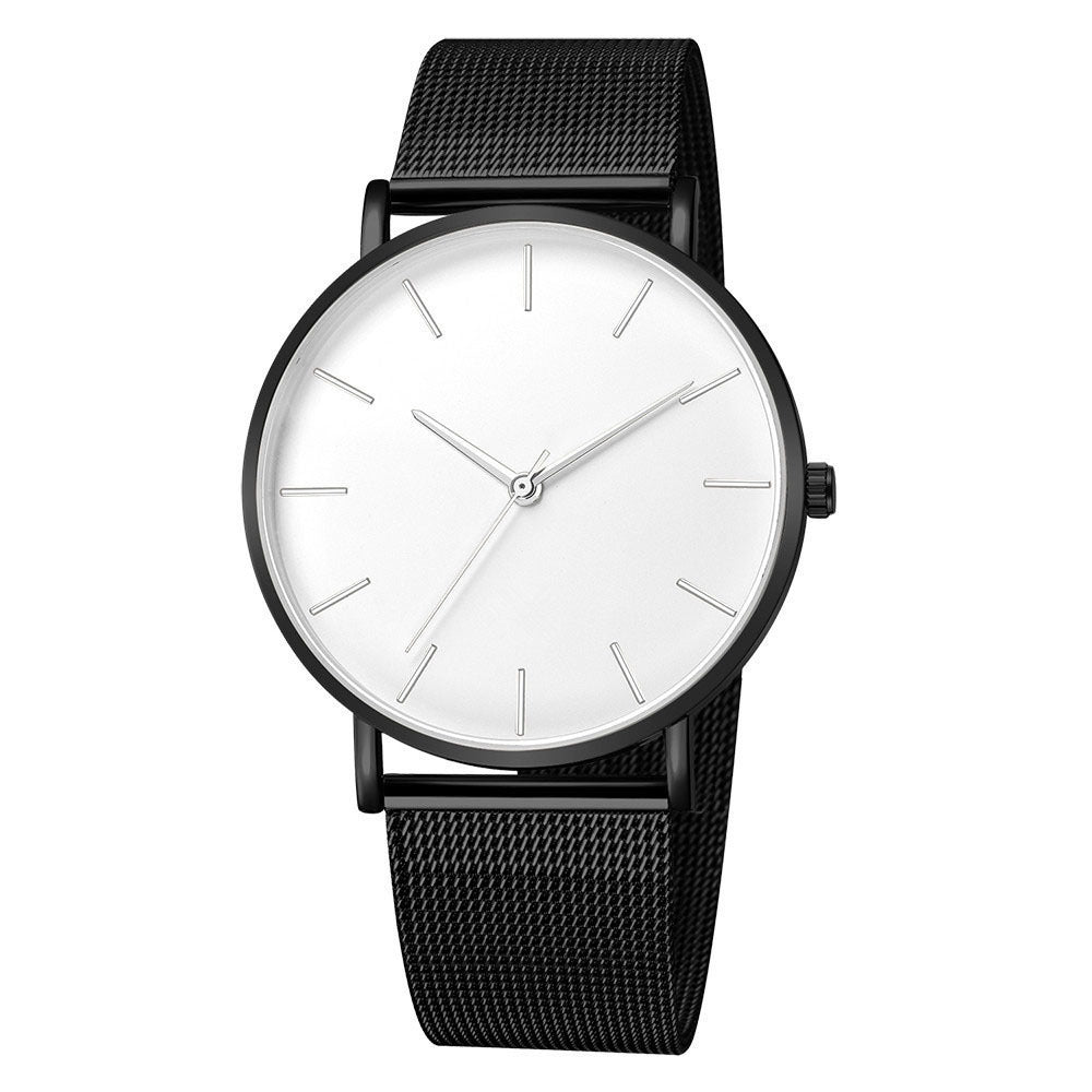 Fashion Leisure Simple Ultra Thin Creative Black Stainless Steel Quartz Watches Business Wristwatch Clock