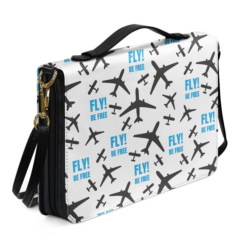 Fly Be Free White 2 Designed PU Accessories Bags Strap Style