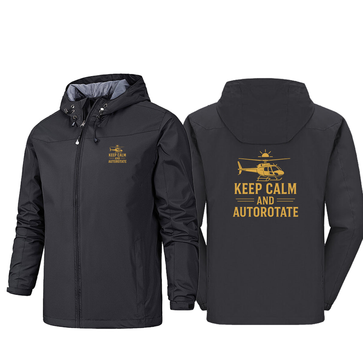 Keep Calm and Autorotate Designed Rain Jackets & Windbreakers