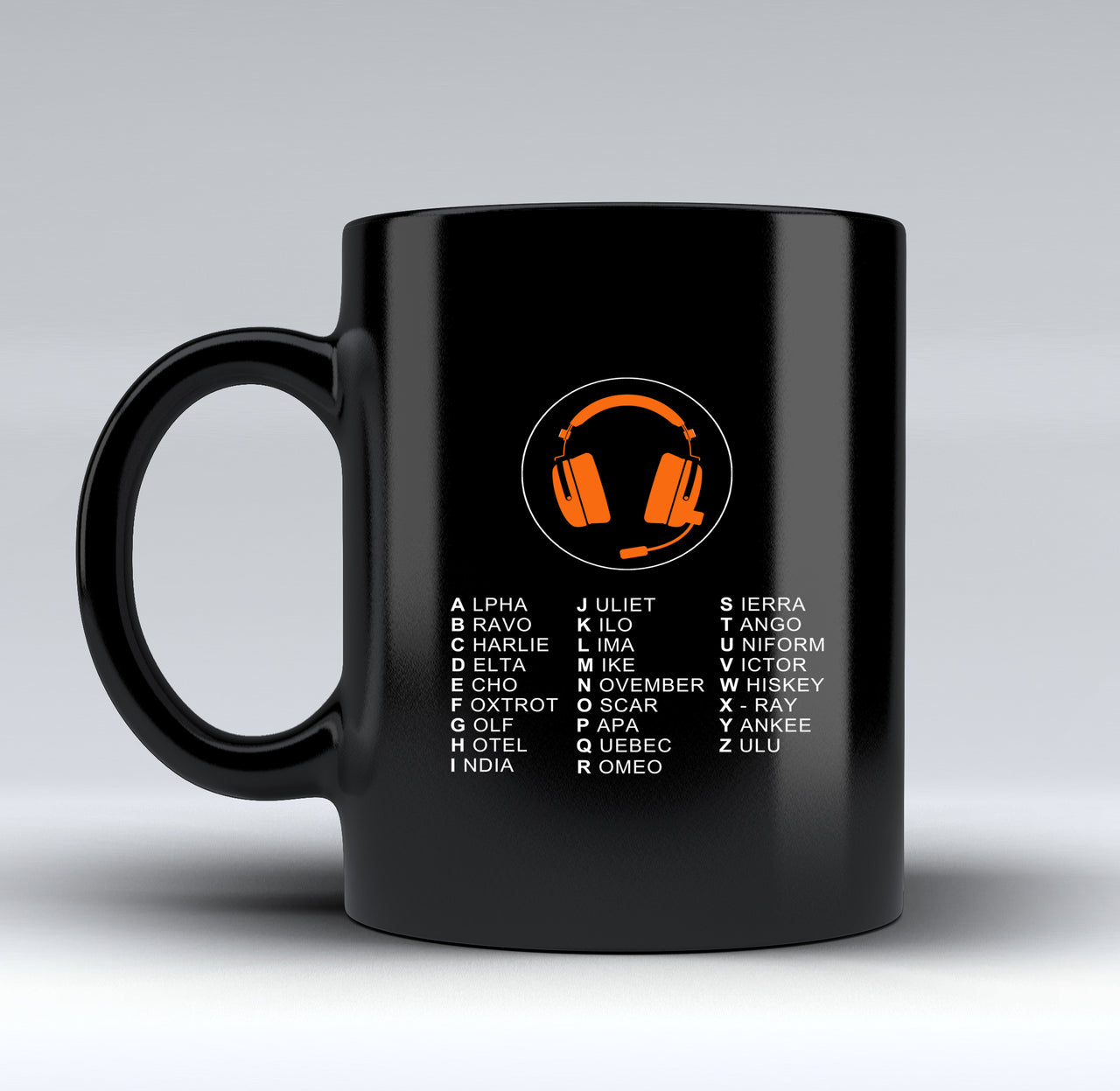 Aviation Alphabet 3 Designed Black Mugs